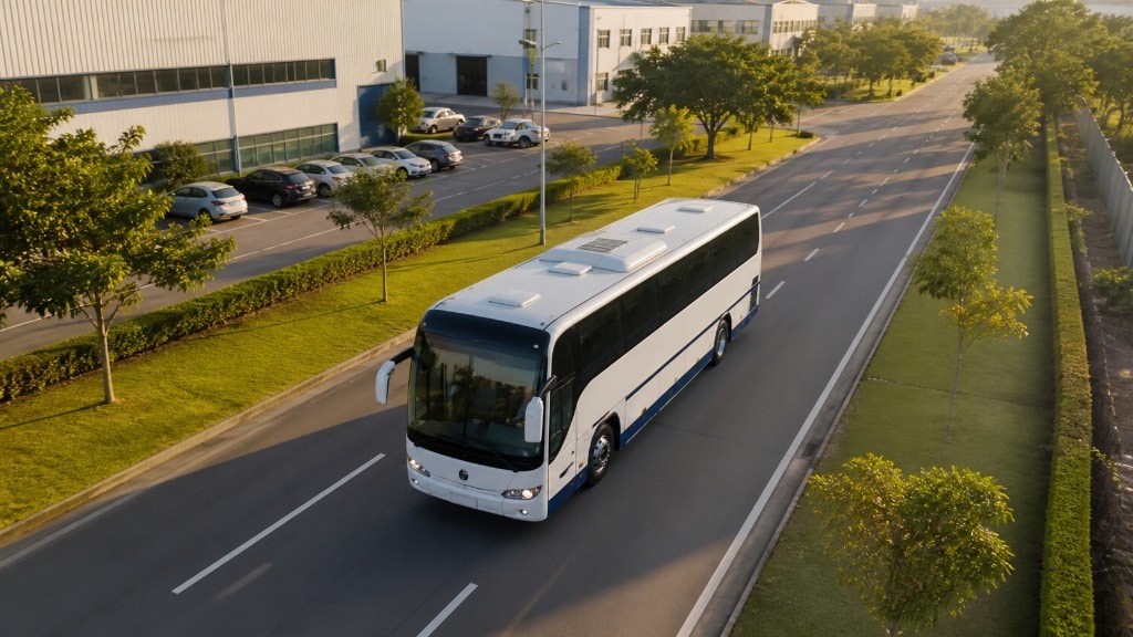 Foto: Autobús de personal en parque industrial